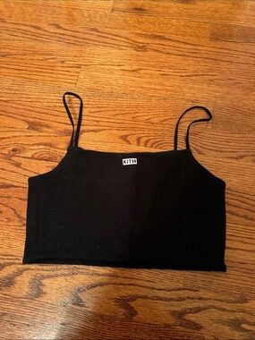 Kith Black Cropped Spaghetti-Strap Tank cropped size xs has been worn
